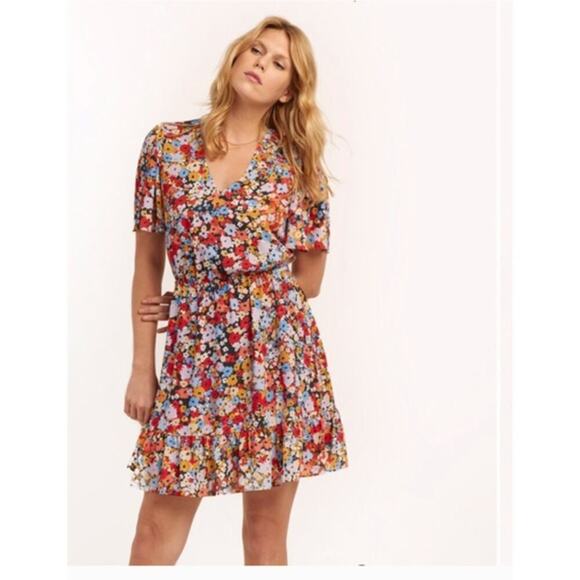 Rebecca Minkoff Sorcha Dress Floral Print Multicolor Size Large - Picture 1 of 13